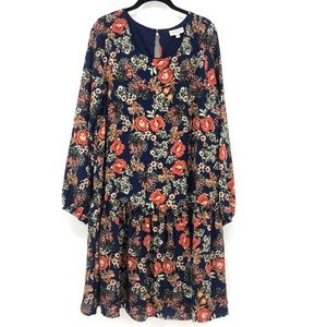 Studio B by Bobeau Blue Red Tiered Ruffle Mini